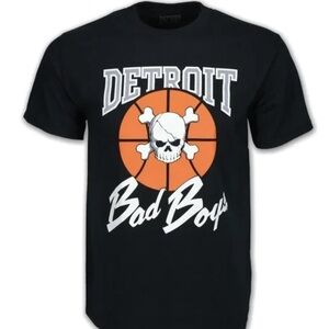 Detroit Bad Boys Skull Basketball Graphic T-Shirt - Black